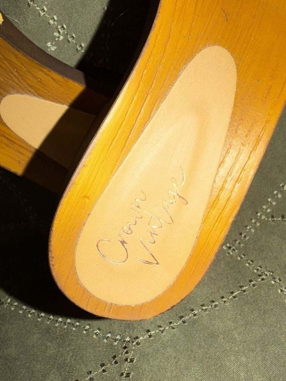 Crown Vintage Yellow Suede Platform Clog Slide Sandals - Picture 3 of 7